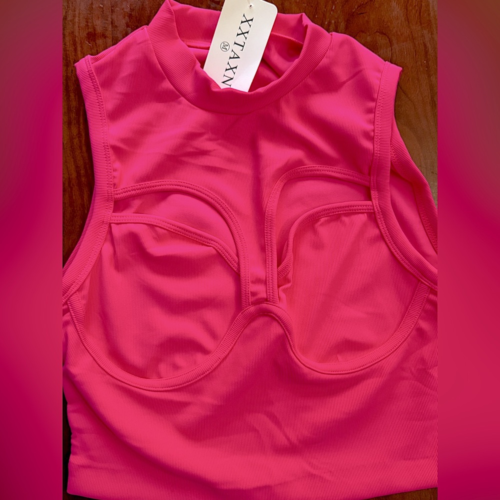 XXTAXN Women's Pink Summer Sexy Ribbed Sleeveless Y2k Night Out Tank Crop Tops